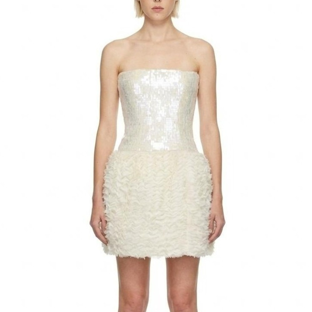 BROSE Holt Renfrew Designer‎ Drop Waist Sequin Ruffle Mini Dress NWT/FLAWS S